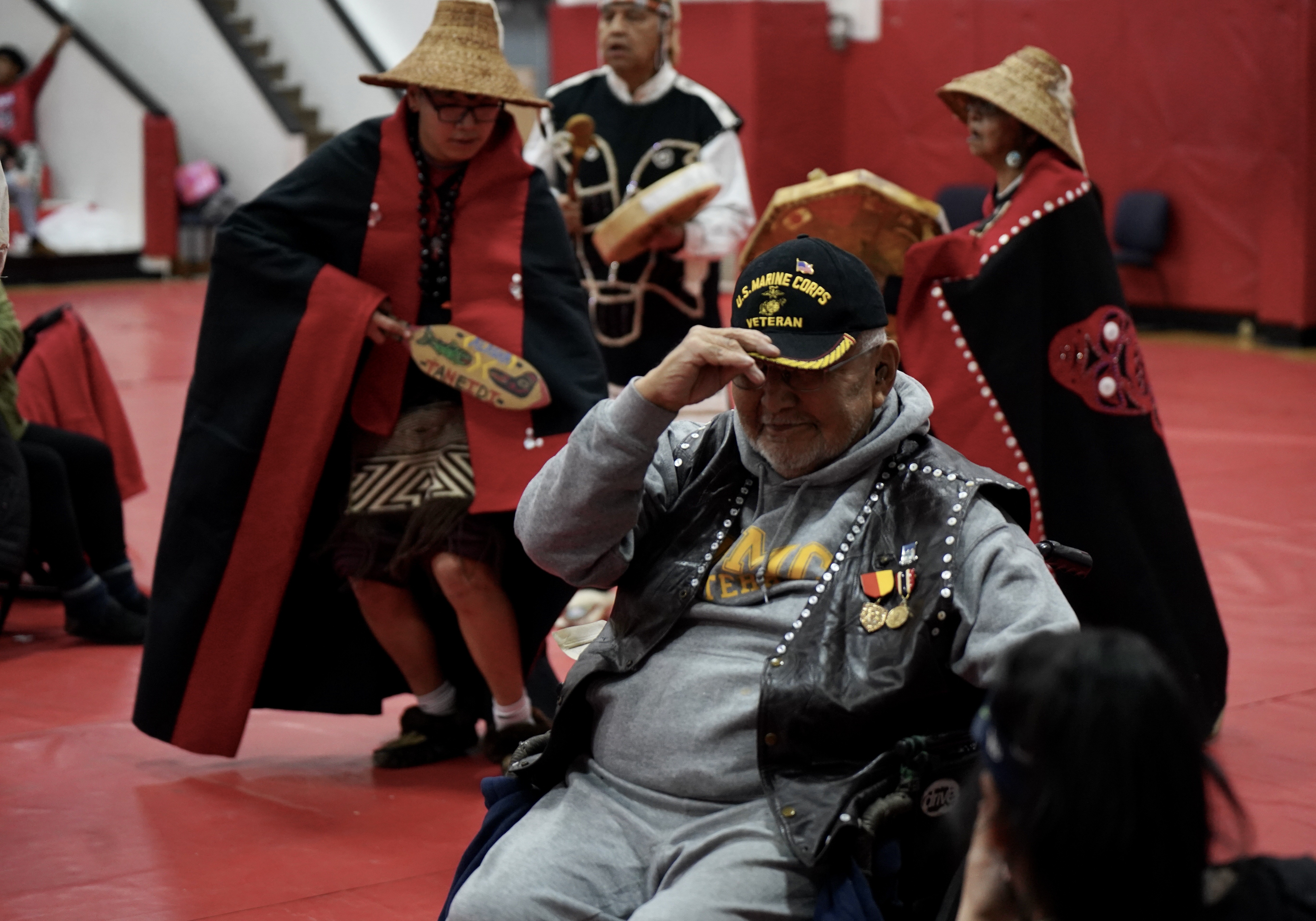 Kake elder and veteran during Kake Day commemoration.